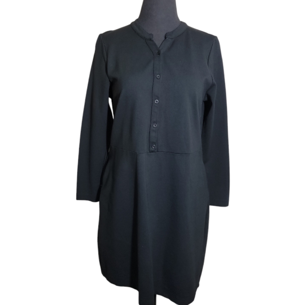 Carve Designs Frisco black dress women size 10 long sleeve henley travel casual